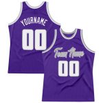 Personalized Purple White-Gray Authentic Throwback Basketball Jersey Team Custom Name and Number