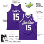 Personalized Purple White-Gray Authentic Throwback Basketball Jersey Team Custom Name and Number