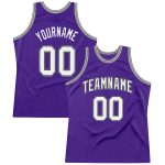 Personalized Purple White-Gray Authentic Throwback Basketball Jersey