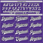 Personalized Purple White Gray-Black Bomber Full-Snap Varsity Letterman Two Tone Jacket Team Custom Name and Number
