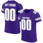 Personalized Purple White-Gray Mesh Authentic Football Jersey