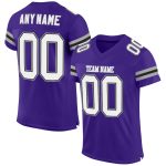 Personalized Purple White-Gray Mesh Authentic Football Jersey Team Custom Name and Number