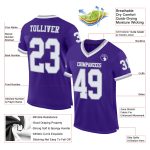 Personalized Purple White-Gray Mesh Authentic Throwback Football Jersey Team Custom Name and Number