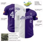 Personalized Purple White-Gray Pinstripe Authentic Split Fashion Baseball Jersey Team Custom Name and Number