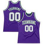 Personalized Purple White Green-Gray Authentic Throwback Basketball Jersey Team Custom Name and Number