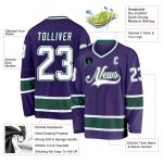 Personalized Purple White-Green Hockey Jersey Team Custom Name and Number