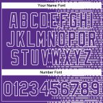 Personalized Purple White Halftone 3D Pattern Design Bomber Full-Snap Varsity Letterman Jacket Team Custom Name and Number