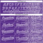 Personalized Purple White Halftone 3D Pattern Design Bomber Full-Snap Varsity Letterman Jacket Team Custom Name and Number