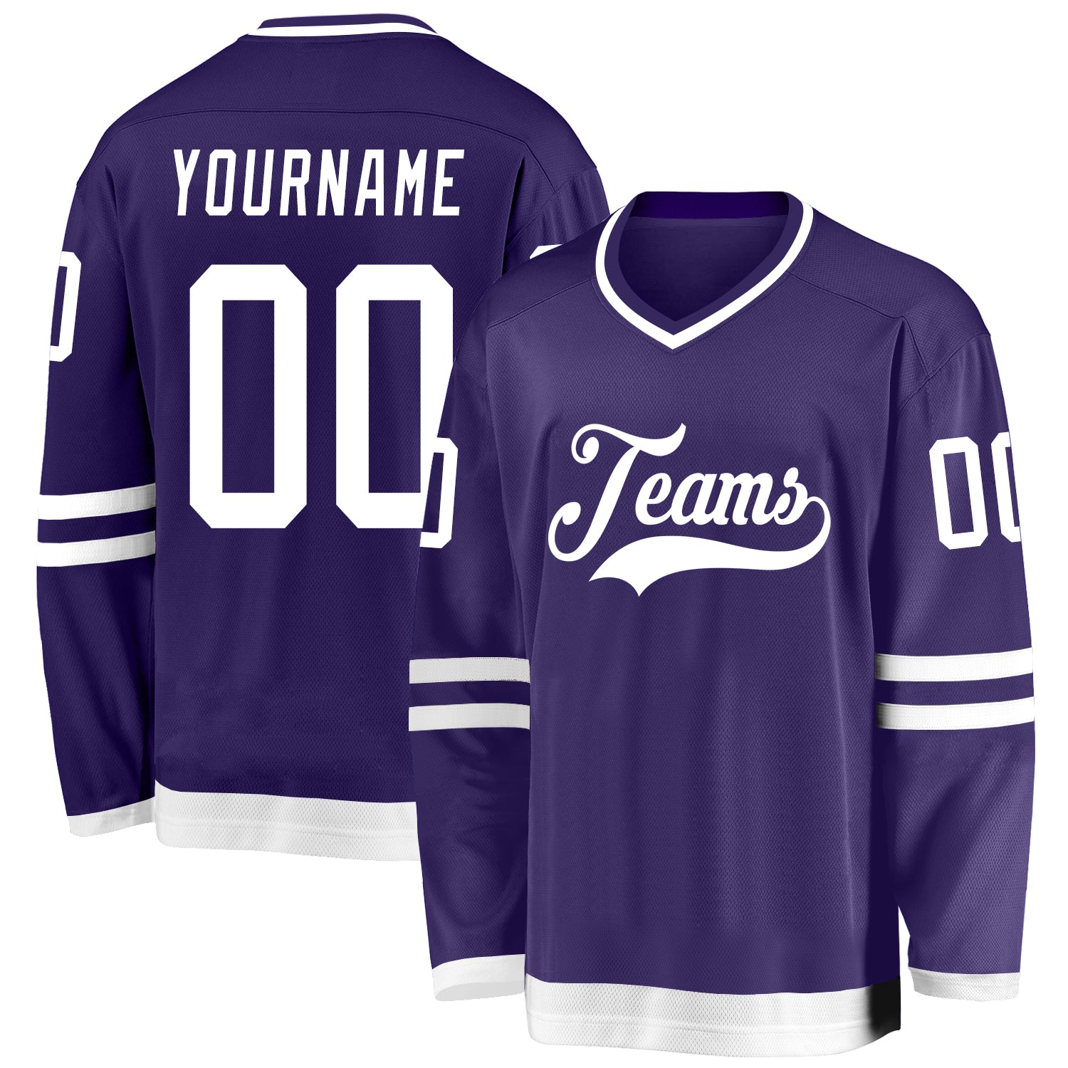 Personalized Purple White Hockey Jersey Team Custom Name and Number