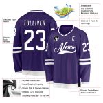 Personalized Purple White Hockey Jersey Team Custom Name and Number