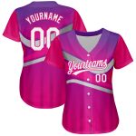 Personalized Purple White-Hot Pink 3D Pattern Design Abstract Sport Authentic Baseball Jersey Team Custom Name and Number