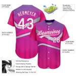 Personalized Purple White-Hot Pink 3D Pattern Design Abstract Sport Authentic Baseball Jersey Team Custom Name and Number