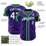 Personalized Purple White-Kelly Green 3 Colors Arm Shapes Authentic Baseball Jersey Team Custom Name and Number
