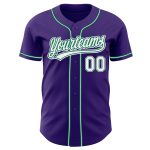 Personalized Purple White-Kelly Green Authentic Baseball Jersey