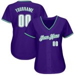 Personalized Purple White-Kelly Green Authentic Baseball Jersey Team Custom Name and Number
