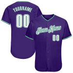 Personalized Purple White-Kelly Green Authentic Baseball Jersey Team Custom Name and Number