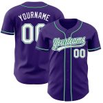 Personalized Purple White-Kelly Green Authentic Baseball Jersey