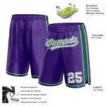 Personalized Purple White-Kelly Green Authentic Basketball Shorts Team Custom Name and Number