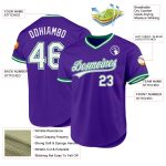 Personalized Purple White-Kelly Green Authentic Throwback Baseball Jersey Team Custom Name and Number
