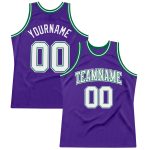 Personalized Purple White-Kelly Green Authentic Throwback Basketball Jersey