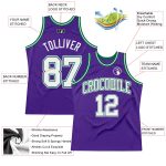 Personalized Purple White-Kelly Green Authentic Throwback Basketball Jersey