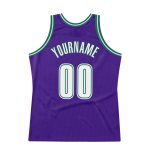 Personalized Purple White-Kelly Green Authentic Throwback Basketball Jersey Team Custom Name and Number