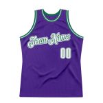 Personalized Purple White-Kelly Green Authentic Throwback Basketball Jersey Team Custom Name and Number