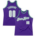 Personalized Purple White-Kelly Green Authentic Throwback Basketball Jersey Team Custom Name and Number