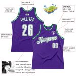 Personalized Purple White-Kelly Green Authentic Throwback Basketball Jersey Team Custom Name and Number