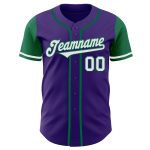 Personalized Purple White-Kelly Green Authentic Two Tone Baseball Jersey Team Custom Name and Number
