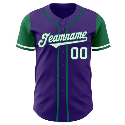Personalized Purple White-Kelly Green Authentic Two Tone Baseball Jersey Team Custom Name and Number