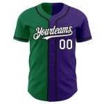 Personalized Purple White Kelly Green-Black Authentic Split Fashion Baseball Jersey Team Custom Name and Number