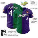 Personalized Purple White Kelly Green-Black Authentic Split Fashion Baseball Jersey Team Custom Name and Number