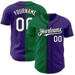 Personalized Purple White Kelly Green-Black Authentic Split Fashion Baseball Jersey Team Custom Name and Number