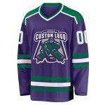 Personalized Purple White-Kelly Green Hockey Jersey