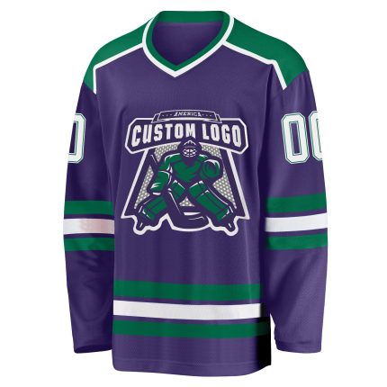 Personalized Purple White-Kelly Green Hockey Jersey