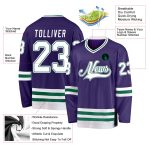 Personalized Purple White-Kelly Green Hockey Jersey Team Custom Name and Number