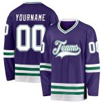 Personalized Purple White-Kelly Green Hockey Jersey Team Custom Name and Number