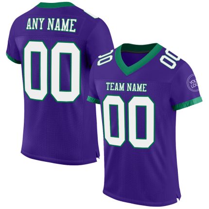 Personalized Purple White-Kelly Green Mesh Authentic Football Jersey