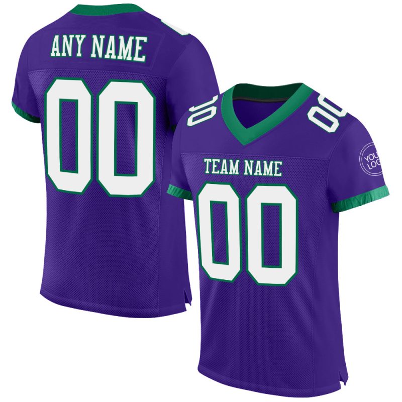 Personalized Purple White-Kelly Green Mesh Authentic Football Jersey