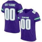 Personalized Purple White-Kelly Green Mesh Authentic Football Jersey Team Custom Name and Number
