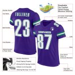 Personalized Purple White-Kelly Green Mesh Authentic Football Jersey Team Custom Name and Number