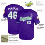 Personalized Purple White-Kelly Green Mesh Authentic Throwback Baseball Jersey Team Custom Name and Number
