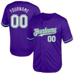 Personalized Purple White-Kelly Green Mesh Authentic Throwback Baseball Jersey Team Custom Name and Number