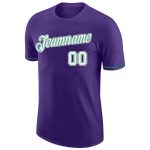 Personalized Purple White-Kelly Green Performance T-Shirt Team Custom Name and Number