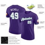 Personalized Purple White-Kelly Green Performance T-Shirt Team Custom Name and Number