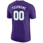 Personalized Purple White-Kelly Green Performance T-Shirt Team Custom Name and Number