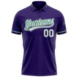 Personalized Purple White-Kelly Green Performance Vapor Golf Polo Shirt Team Custom Name and Number