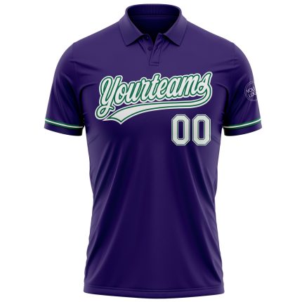 Personalized Purple White-Kelly Green Performance Vapor Golf Polo Shirt Team Custom Name and Number