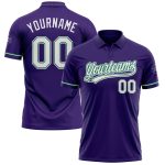 Personalized Purple White-Kelly Green Performance Vapor Golf Polo Shirt Team Custom Name and Number